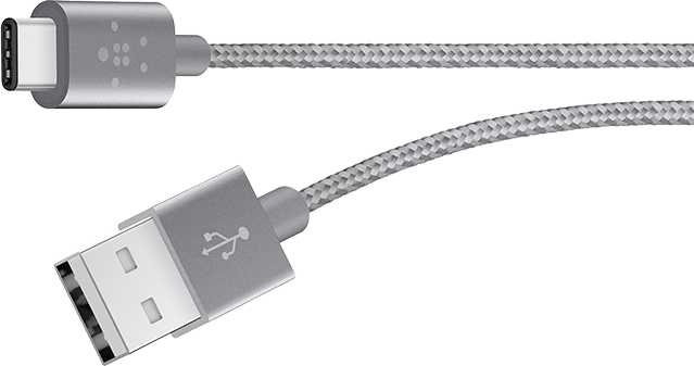 Belkin 10-Foot Premium Braided USB-C Cable - Gray